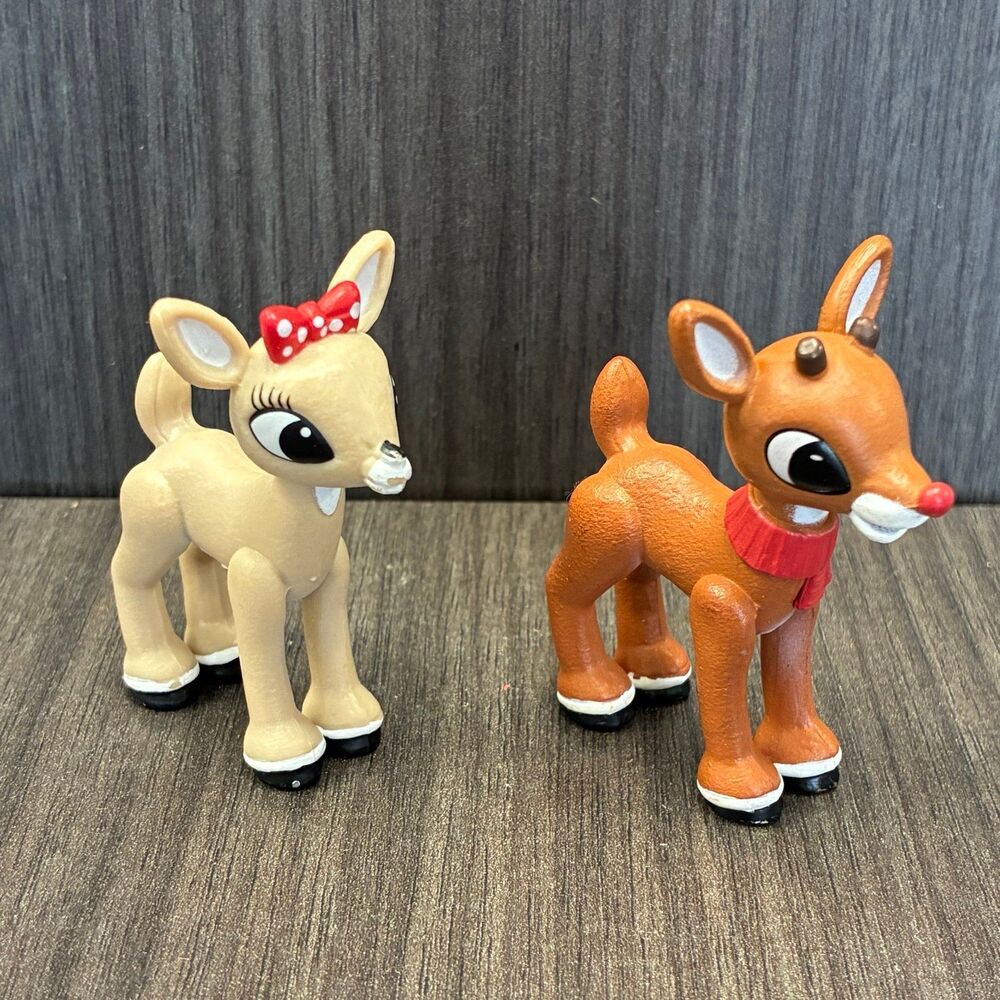 Rudolph & Clarice Reindeer Figures Island of Misfit Toys PVC 2” Christmas